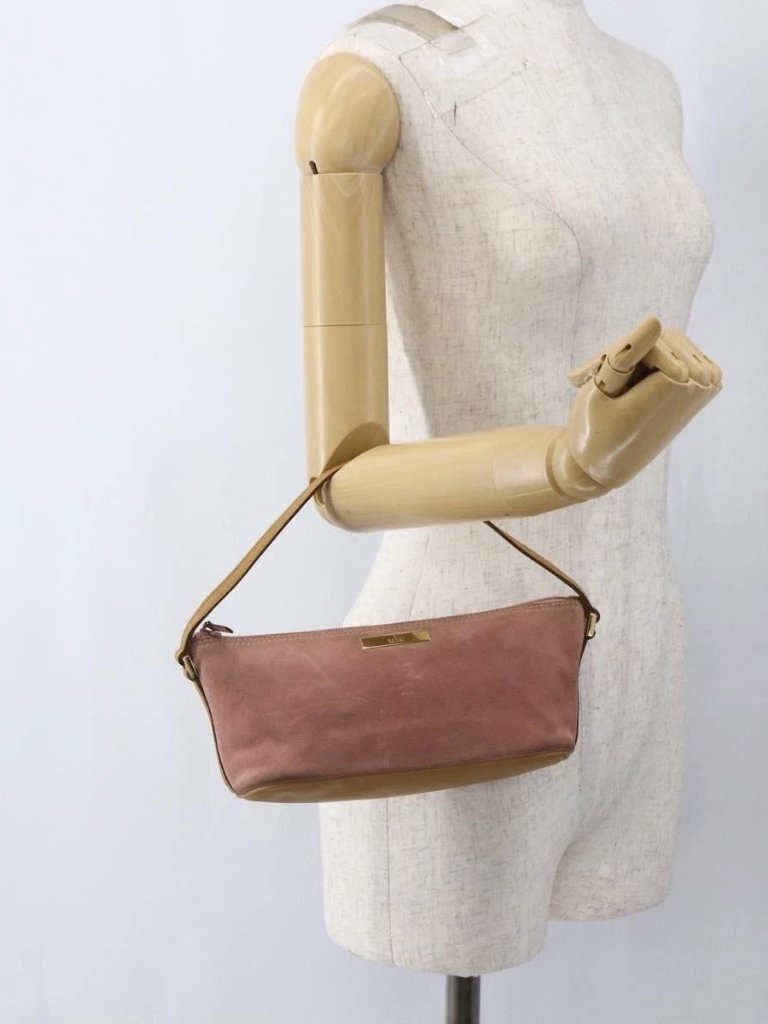 Gucci Accessory Pouch Suede Pink Gold
